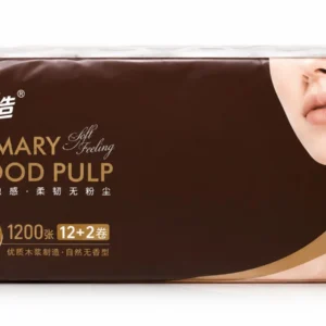 A box containing primary wood pulp, showcasing its fibrous texture and natural color.