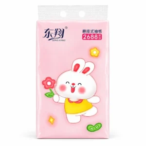 A pink bag featuring a cute bunny design, ideal for children or as a playful accessory.