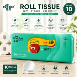 Imported Premium Virgin Pulp Toilet Tissue Rolls (Pack of 10) Hero Product Image