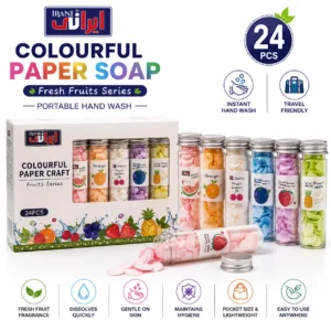 Irani Colourful Paper Soap Sheets – Fresh Fruits Series Hero Product (White Background)