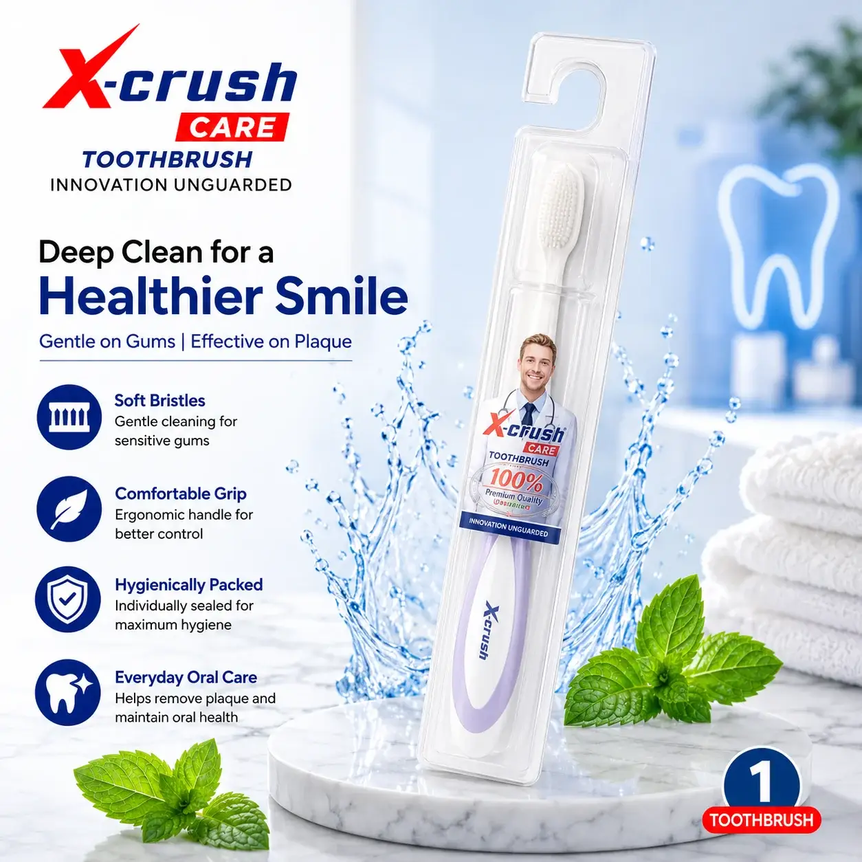 X-Crush Care Premium Toothbrush Ultra Soft Micro Bristles