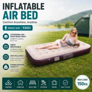A compact inflatable air bed measuring 15cm x 15cm x 15cm, suitable for travel or temporary sleeping arrangements.